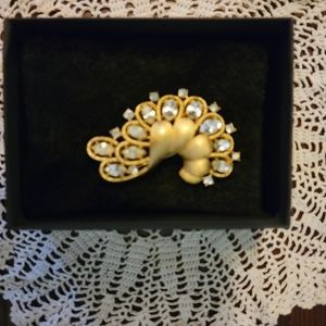 Crown Trifari Peacock Brooch & Fur Clip